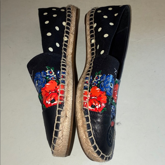 Tory Burch Navy Tea Rose Espadrilles Flats 6.5 - Picture 3 of 9